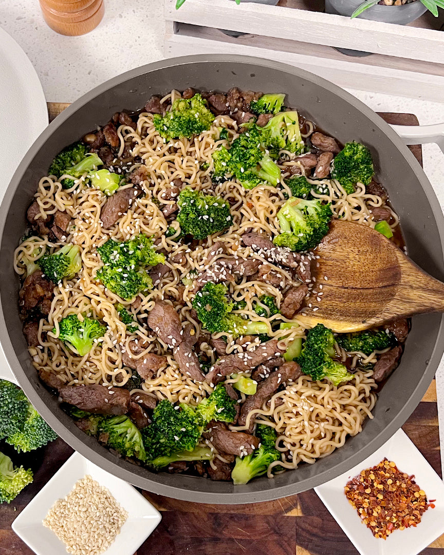 Sustainability Image of a Beef Ramen Skillet inside of the Pan by Perco