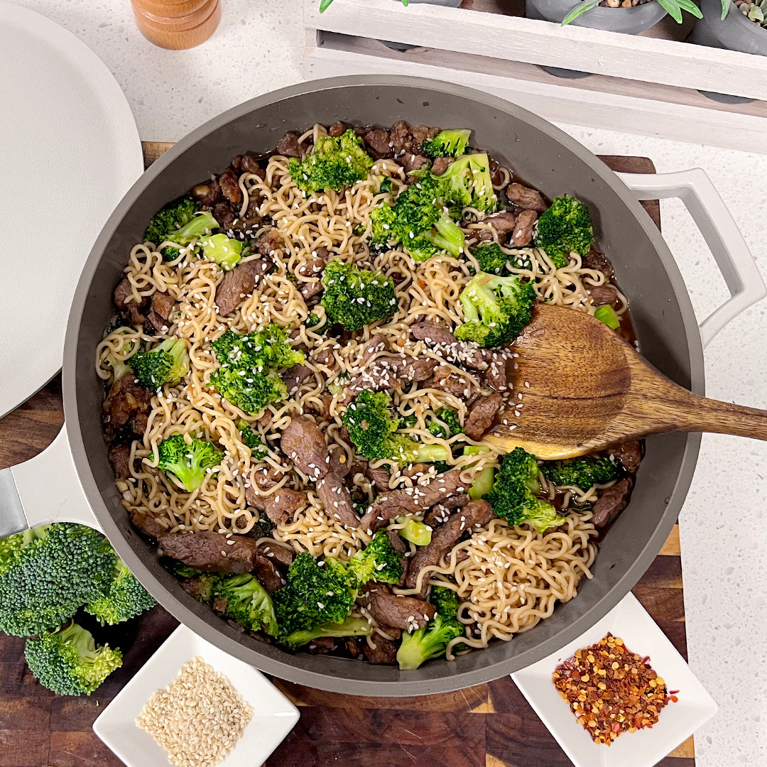 Sustainability Image of a Beef Ramen Skillet inside of the Pan by Perco