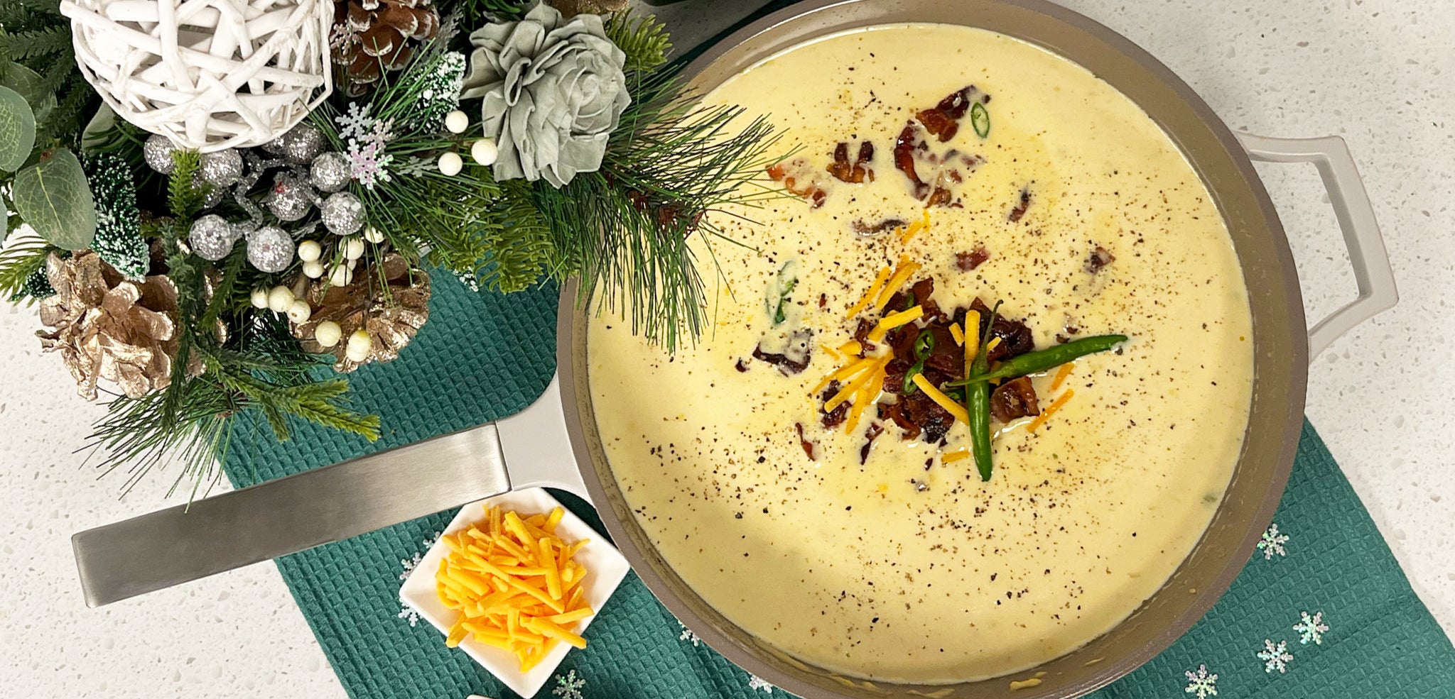 Beer Cheese Soup in The Pan