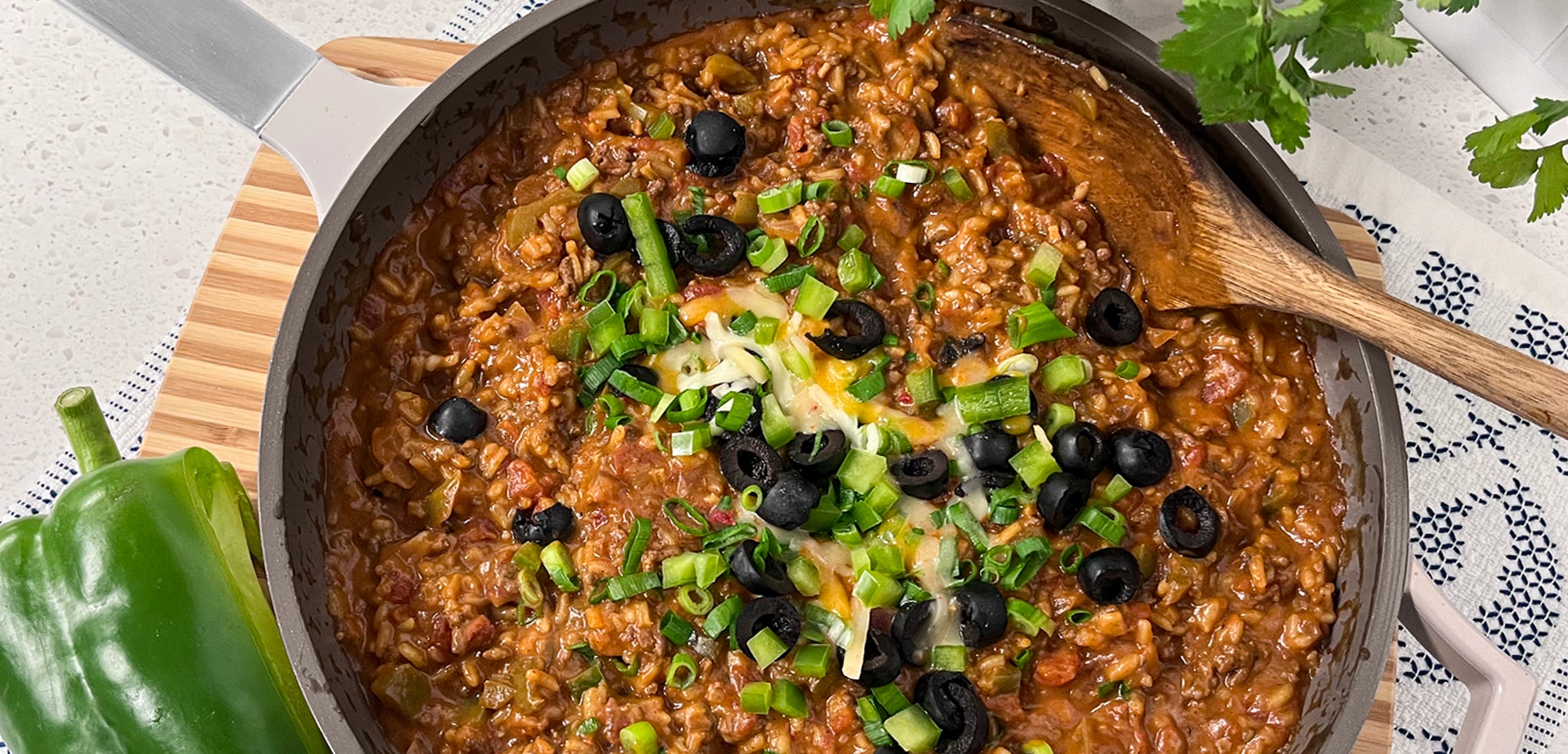 Taco Rice Skillet in The Pan by Perco with The Spoon