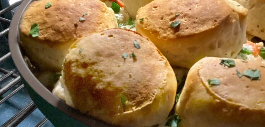 Biscuits inside of The Pan in an oven