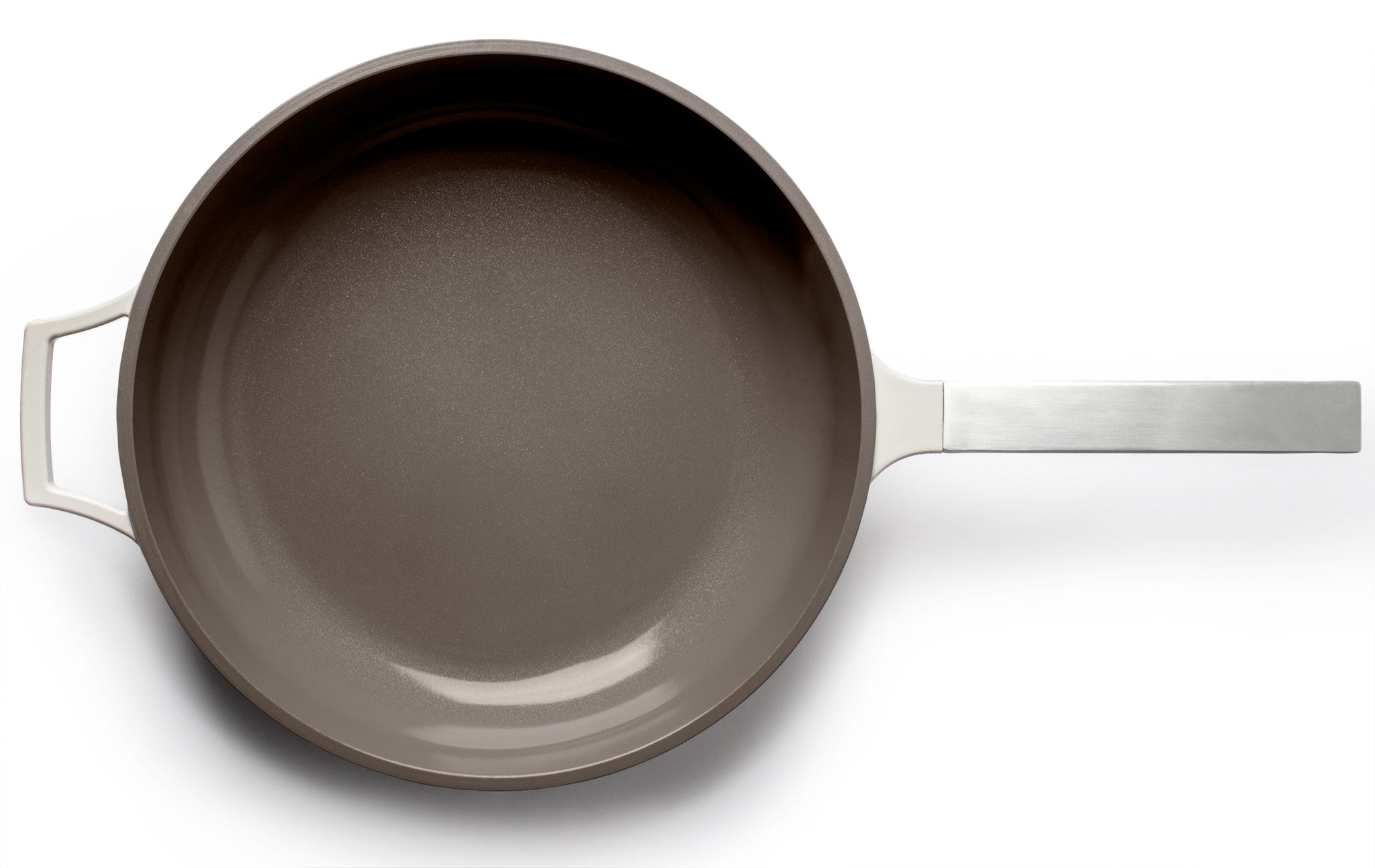 The Pan in Warm Gray show the interior of the pan and nonstick coating